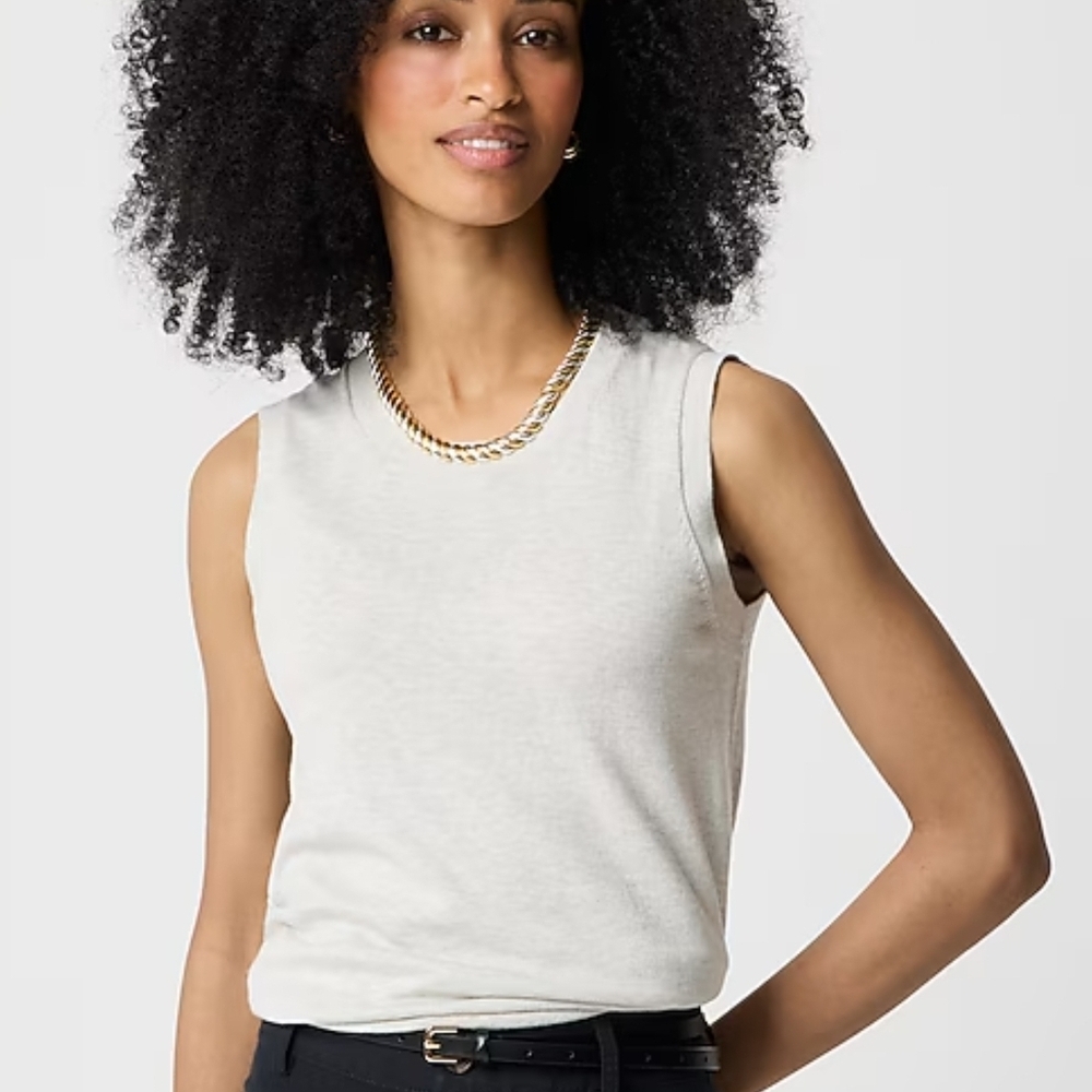 J. Crew Classic White Sweater Tank Top Size M